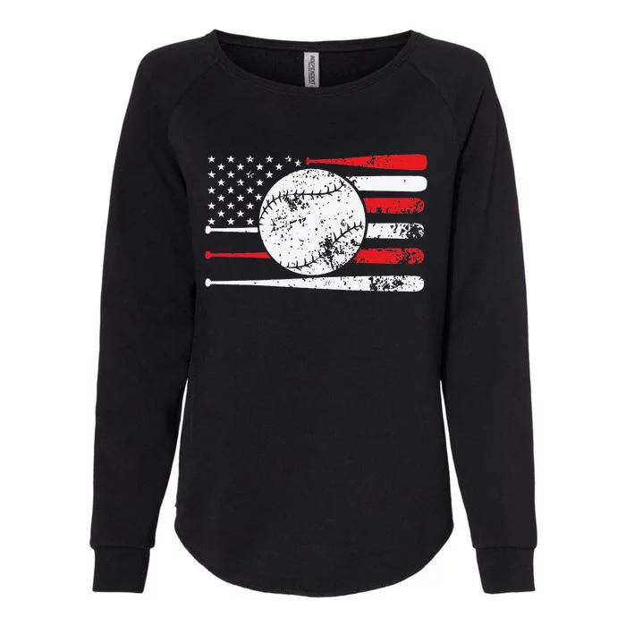 Baseball USA American Flag Vintage Retro Baseball Womens California Wash Sweatshirt