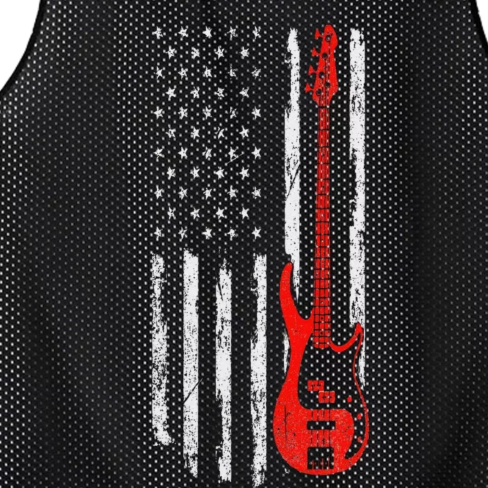 Bassist USA American Flag Bass Guitar Player Musician Mesh Reversible Basketball Jersey Tank