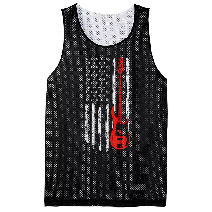 Bassist USA American Flag Bass Guitar Player Musician Mesh Reversible Basketball Jersey Tank