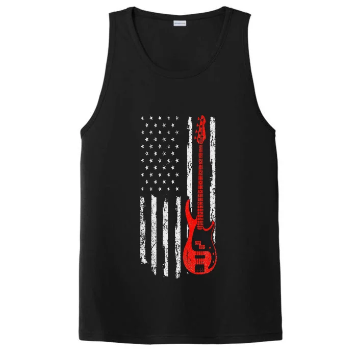 Bassist USA American Flag Bass Guitar Player Musician Performance Tank