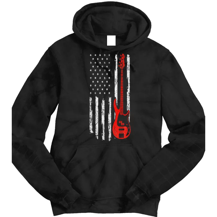 Bassist USA American Flag Bass Guitar Player Musician Tie Dye Hoodie