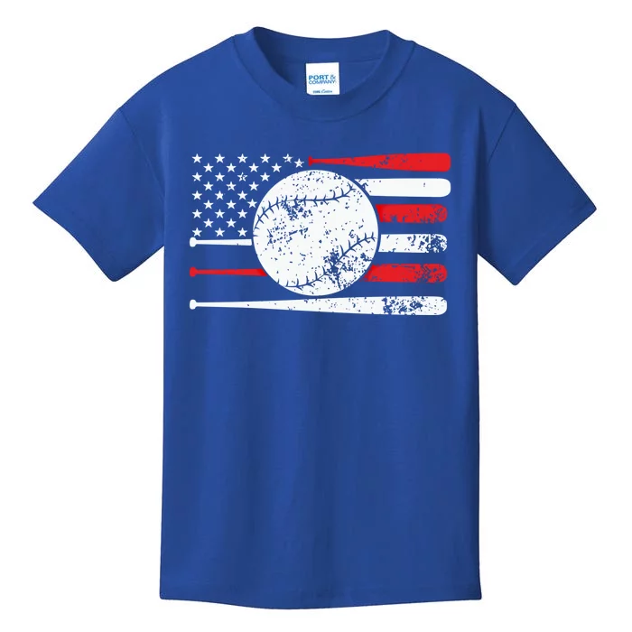 Baseball Usa American Flag Vintage Retro Baseball Meaningful Gift Kids T-Shirt