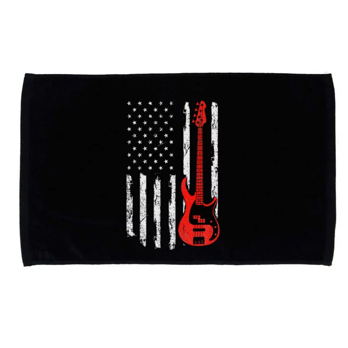 Bassist USA American Flag Bass Guitar Player Musician Microfiber Hand Towel