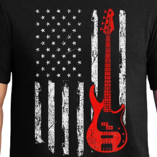 Bassist Usa American Flag Bass Guitar Player Musician Pajama Set