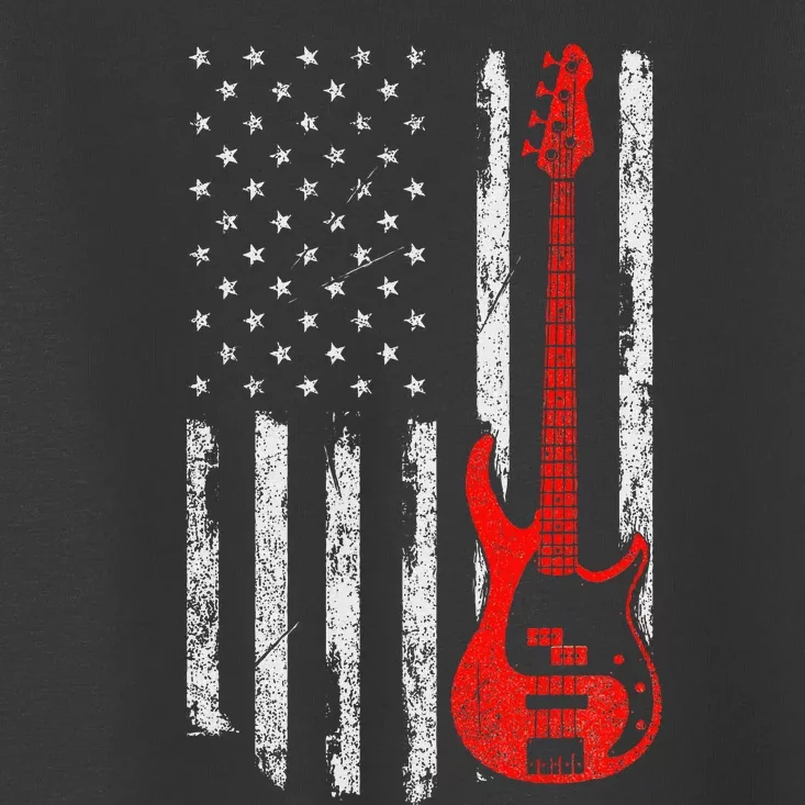 Bassist Usa American Flag Bass Guitar Player Musician Toddler T-Shirt