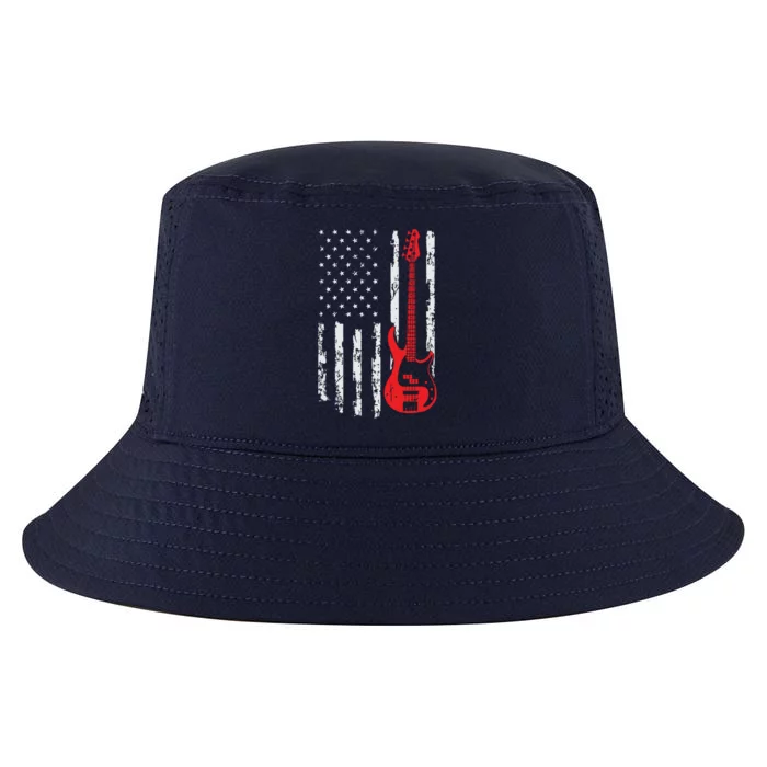 Bassist USA American Flag Bass Guitar Player Musician Cool Comfort Performance Bucket Hat