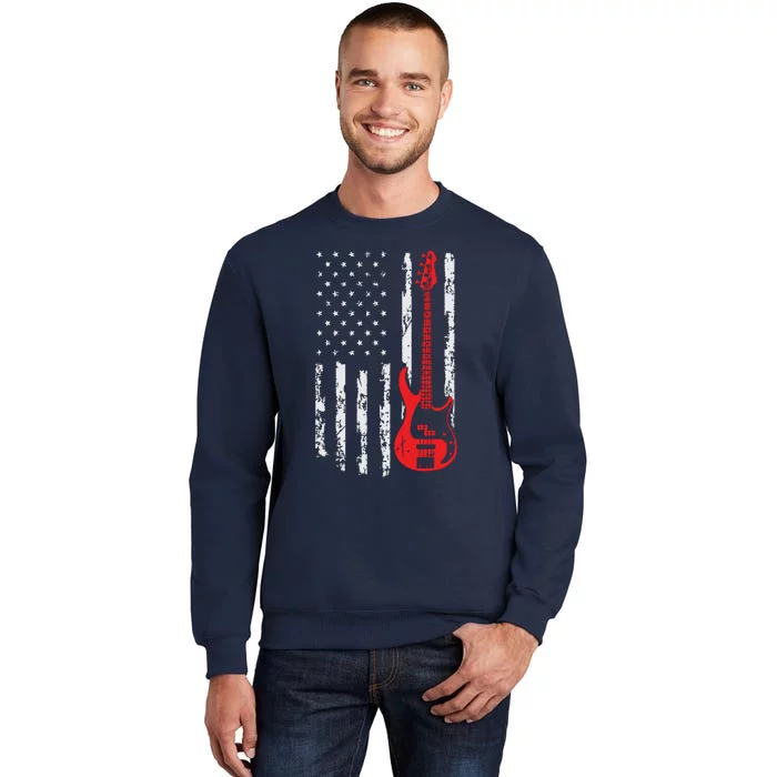 Bassist USA American Flag Bass Guitar Player Musician Sweatshirt