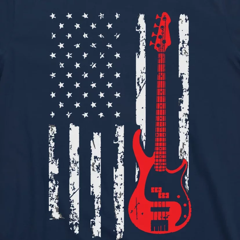 Bassist USA American Flag Bass Guitar Player Musician T-Shirt