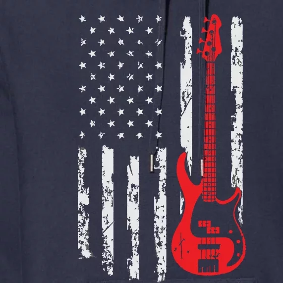 Bassist USA American Flag Bass Guitar Player Musician Premium Hoodie