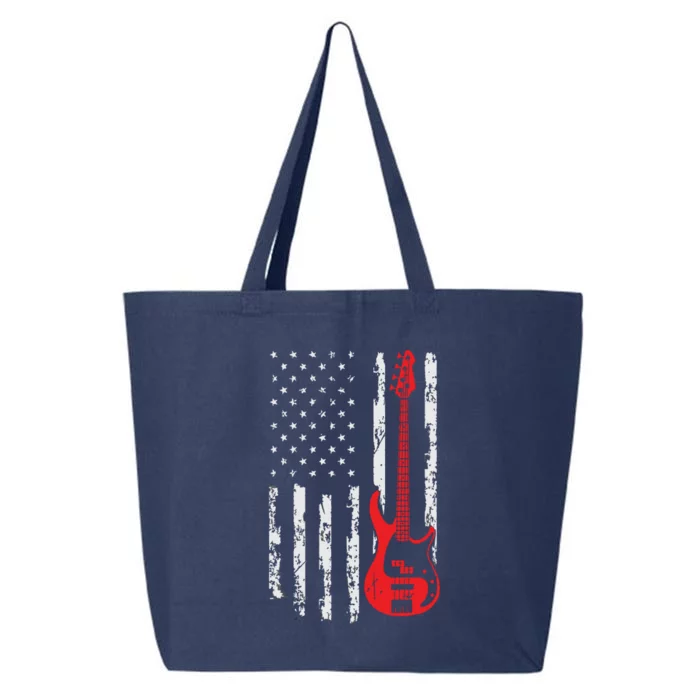 Bassist USA American Flag Bass Guitar Player Musician 25L Jumbo Tote