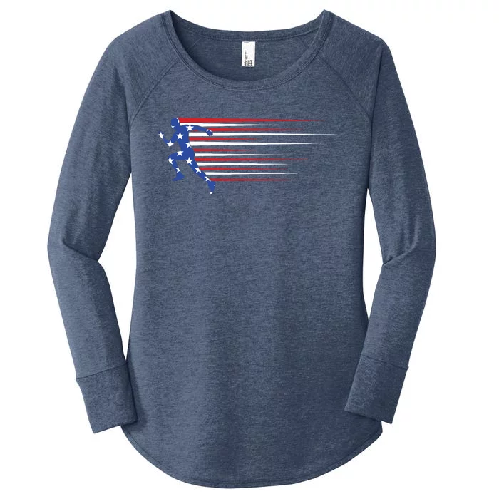 Best Usa American Flag Track And Field Gift Team Women Women's Perfect Tri Tunic Long Sleeve Shirt