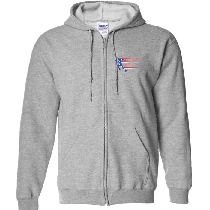 Best Usa American Flag Track And Field Gift Team Women Full Zip Hoodie