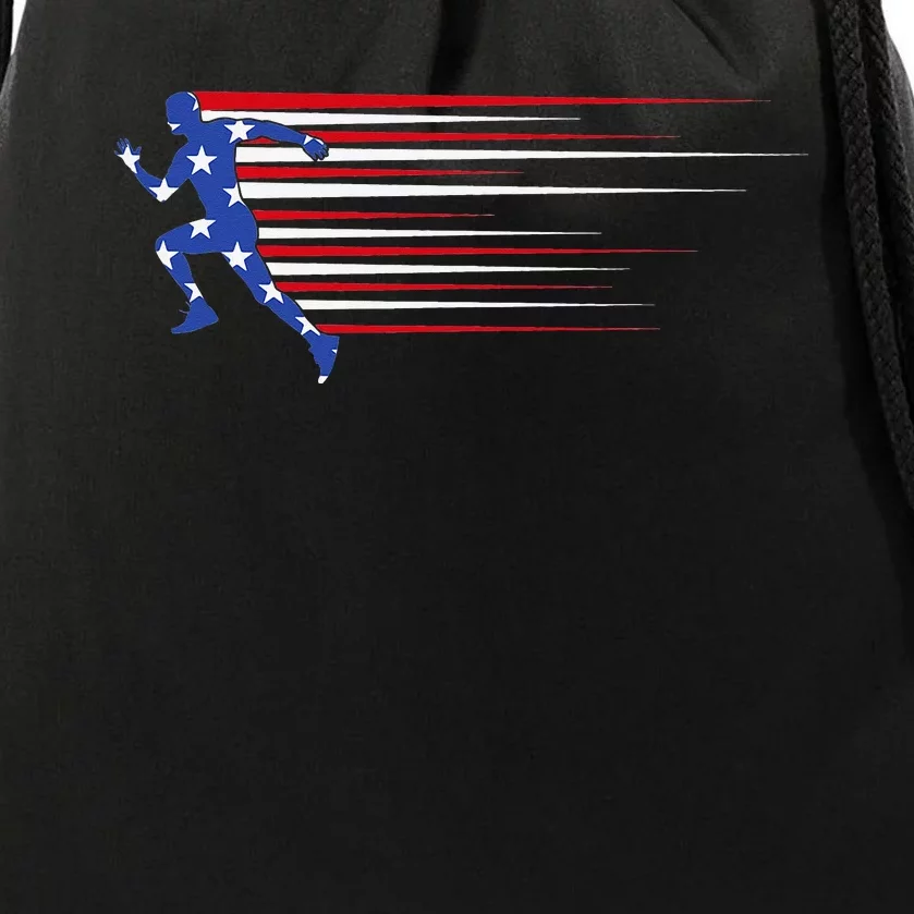 Best USA American Flag Track And Field Gift Team Drawstring Bag