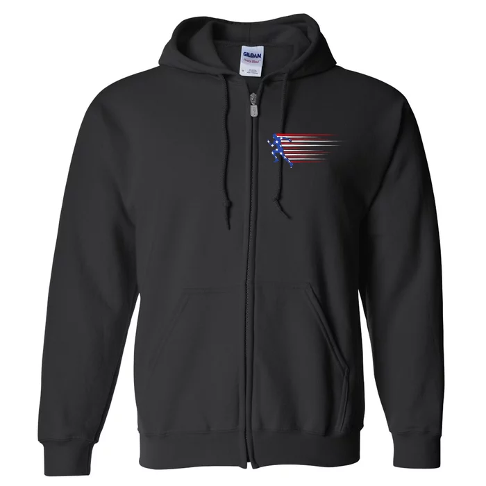 Best USA American Flag Track And Field Gift Team Full Zip Hoodie