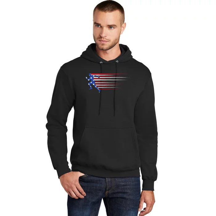 Best USA American Flag Track And Field Gift Team Hoodie