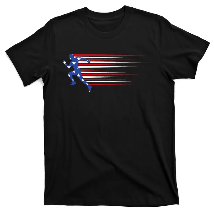 Best USA American Flag Track And Field Gift Team T-Shirt