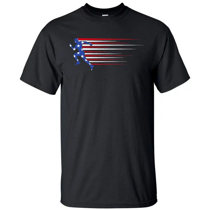 Best USA American Flag Track And Field Gift Team Tall T-Shirt