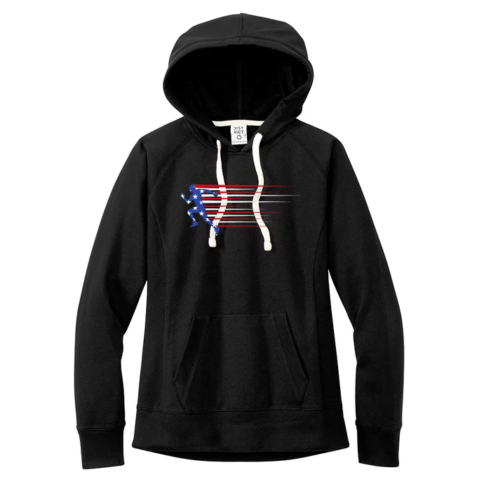 Best USA American Flag Track And Field Gift Team Women's Fleece Hoodie