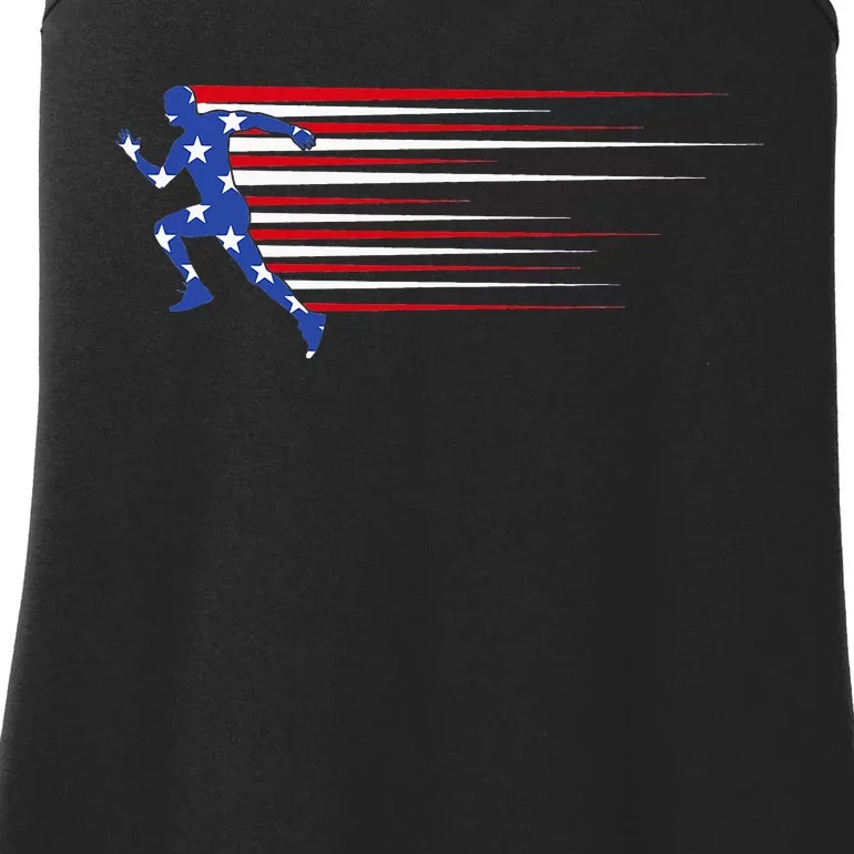 Best USA American Flag Track And Field Gift Team Ladies Essential Tank