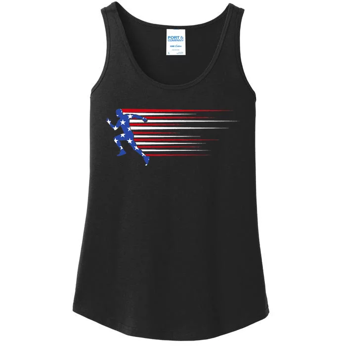 Best USA American Flag Track And Field Gift Team Ladies Essential Tank