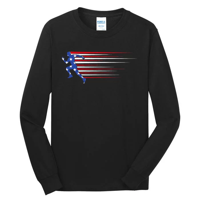 Best USA American Flag Track And Field Gift Team Tall Long Sleeve T-Shirt