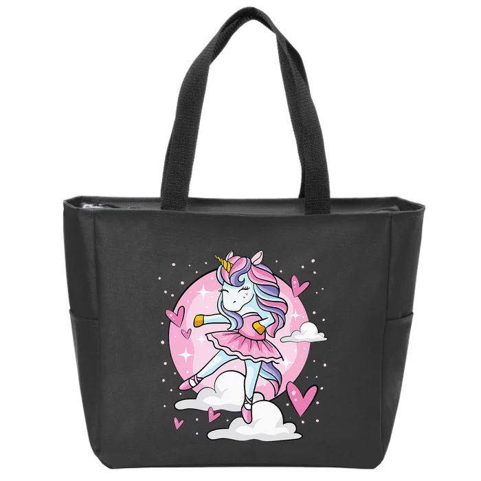 Ballet Unicorn Ballerina Cute Dance N Girl Zip Tote Bag