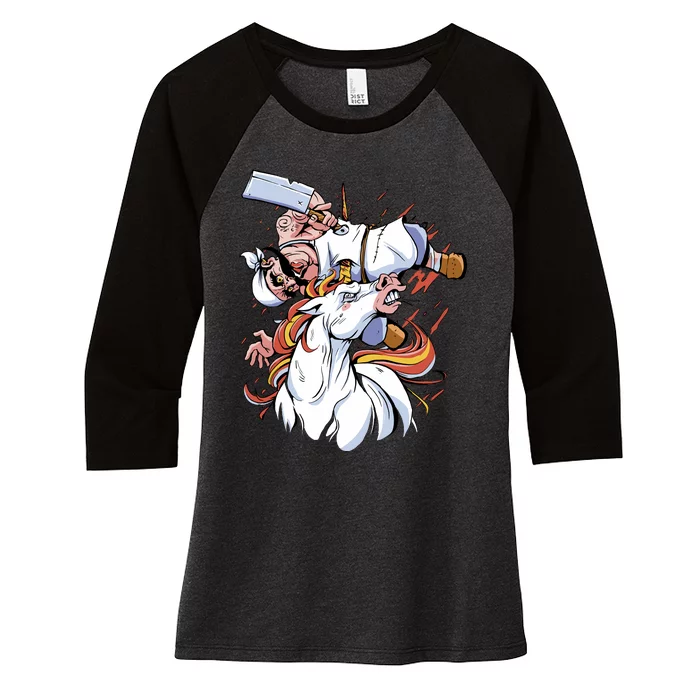 Butcher Unicorn Women's Tri-Blend 3/4-Sleeve Raglan Shirt