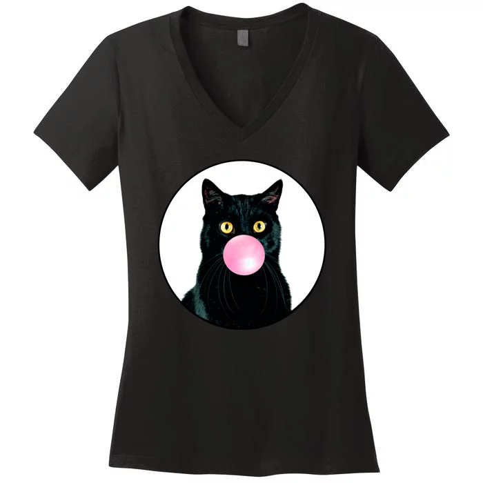 Bubble Cat Women's V-Neck T-Shirt