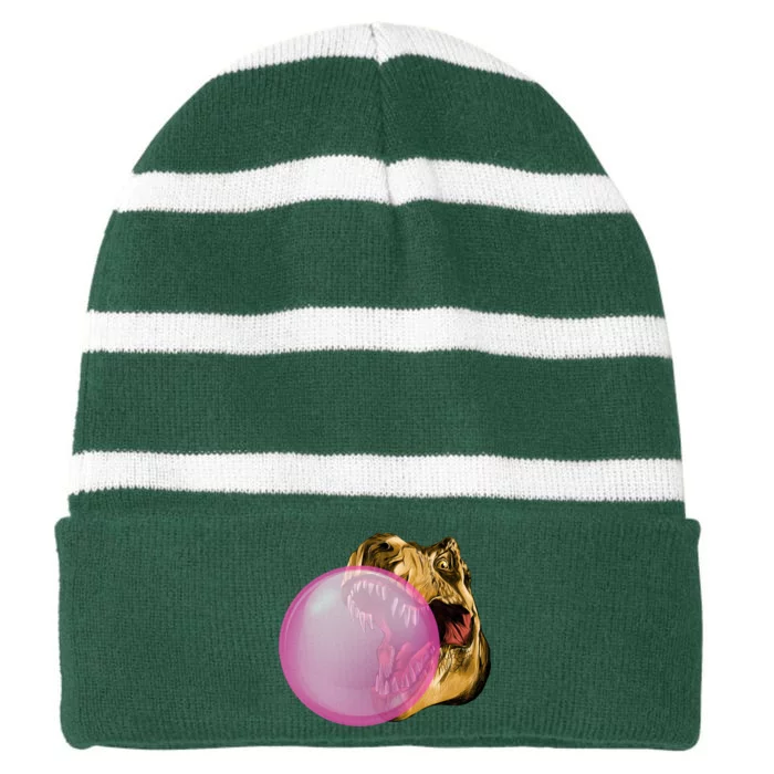 Bubble Gum T-Rex Striped Beanie with Solid Band