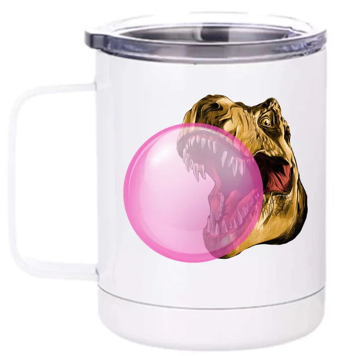 Bubble Gum T-Rex Front & Back 12oz Stainless Steel Tumbler Cup