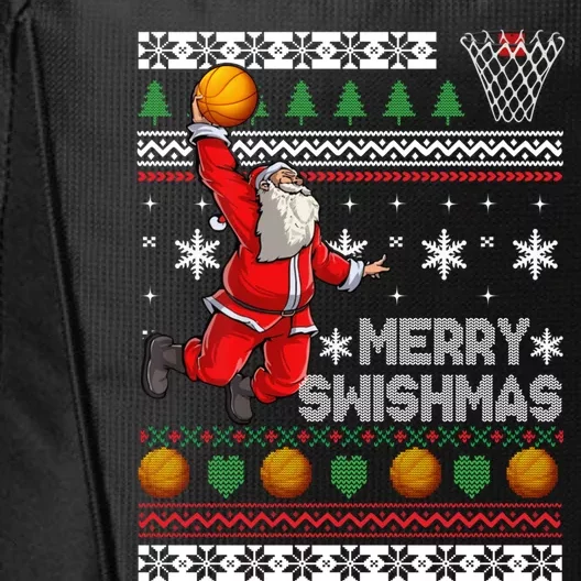 Basketball Ugly Christmas Sweater Xmas Funny Dunking Santa City Backpack