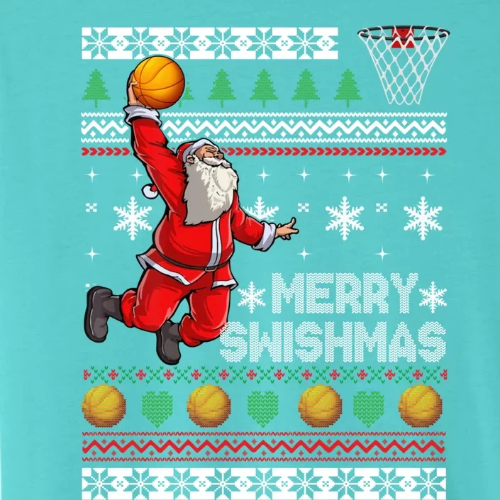 Basketball Ugly Christmas Sweater Xmas Funny Dunking Santa ChromaSoft Performance T-Shirt