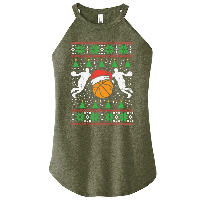 Basketball Ugly Christmas Sweater Sport Coach Player Gift Women’s Perfect Tri Rocker Tank