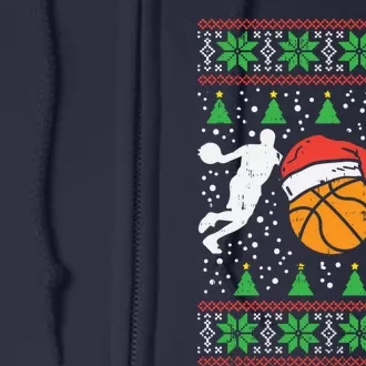 Basketball Ugly Christmas Sweater Sport Coach Player Gift Full Zip Hoodie