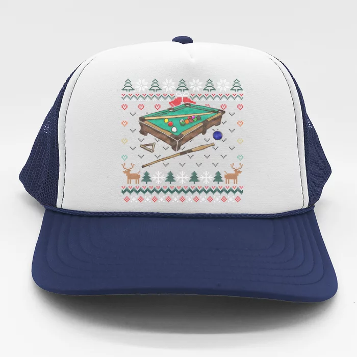 Billiards Ugly Christmas Sweater Ball Sports Player Gift Trucker Hat