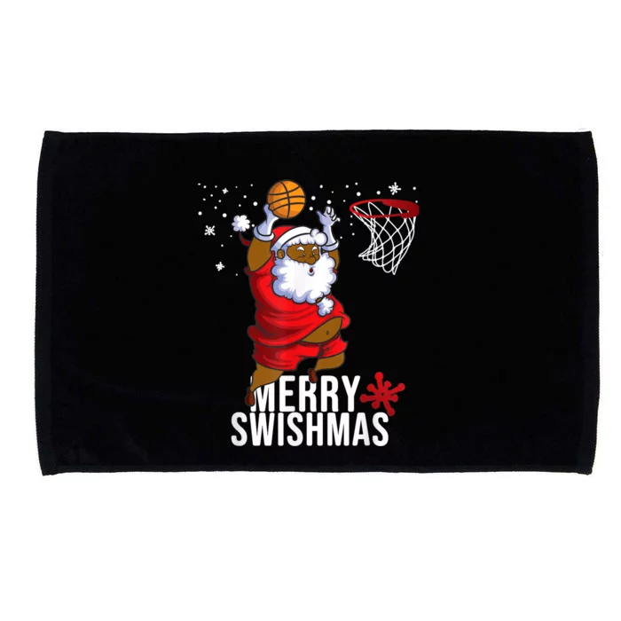 Basketball Ugly Christmas Sweater Xmas Funny Dunking Santa Microfiber Hand Towel