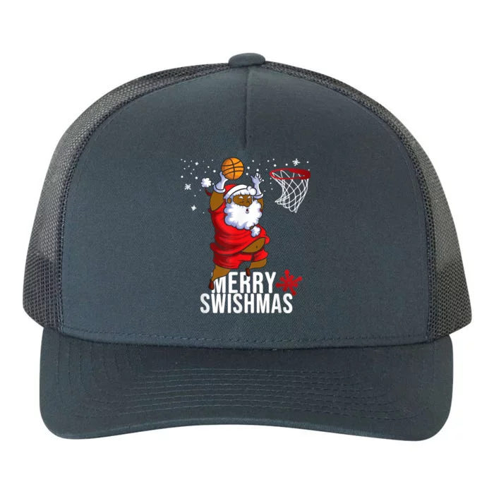 Basketball Ugly Christmas Sweater Xmas Funny Dunking Santa Yupoong Adult 5-Panel Trucker Hat