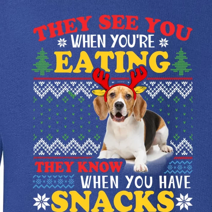 Beagle Ugly Christmas They See You're Eating Xmas Gift Toddler Sweatshirt