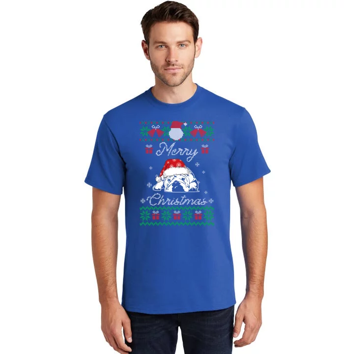 Bulldog Ugly Christmas Sweater Gift English Bulldog Lover Gift Tall T-Shirt