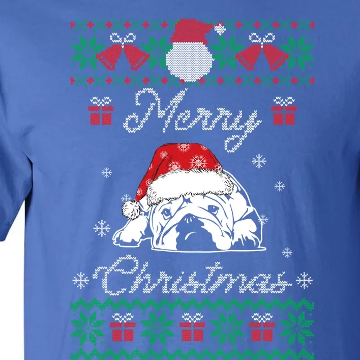 Bulldog Ugly Christmas Sweater Gift English Bulldog Lover Gift Tall T-Shirt