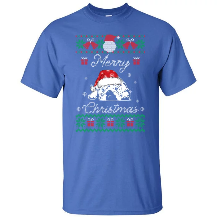 Bulldog Ugly Christmas Sweater Gift English Bulldog Lover Gift Tall T-Shirt