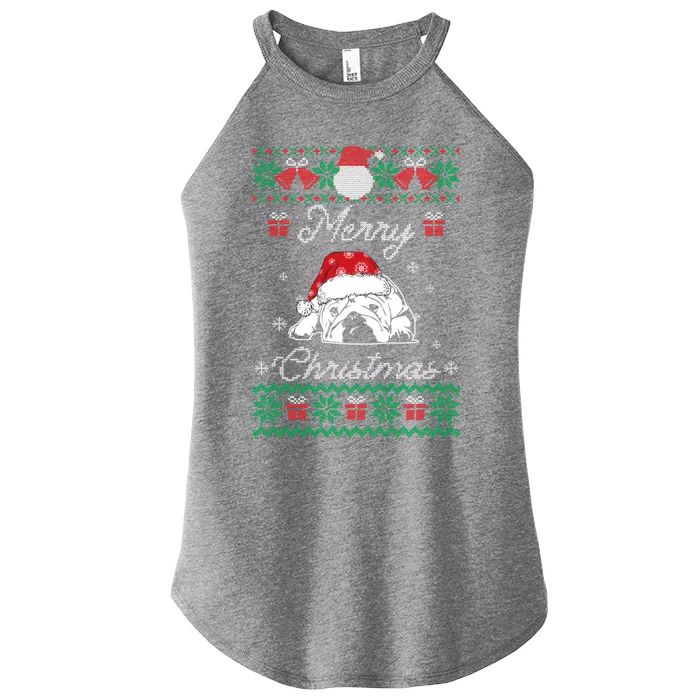 Bulldog Ugly Christmas Sweater Gift English Bulldog Lover Gift Women’s Perfect Tri Rocker Tank