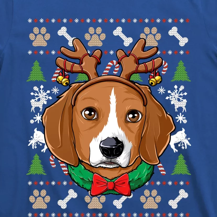 Beagle Ugly Christmas Reindeer Antlers Xmas Girls Gift T-Shirt