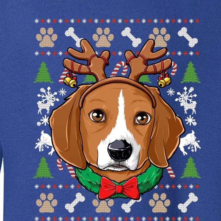 Beagle Ugly Christmas Reindeer Antlers Xmas Girls Gift Toddler Sweatshirt