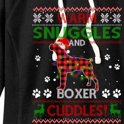 Boxer Ugly Christmas Sweater Christmas Pajama Dog Lover Gift Women's Fleece Hoodie