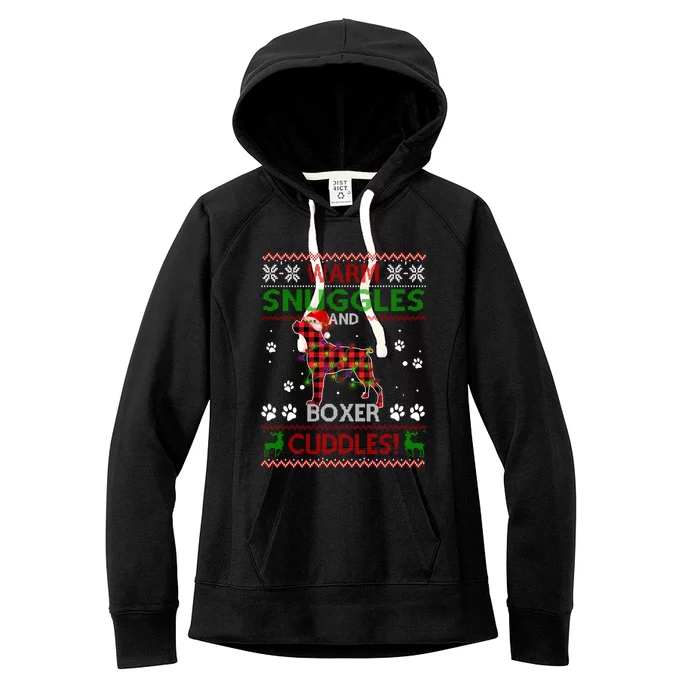 Boxer Ugly Christmas Sweater Christmas Pajama Dog Lover Gift Women's Fleece Hoodie