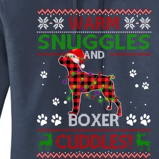 Boxer Ugly Christmas Sweater Christmas Pajama Dog Lover Gift Women's Pullover Hoodie