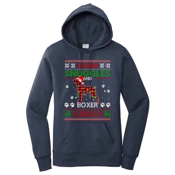 Boxer Ugly Christmas Sweater Christmas Pajama Dog Lover Gift Women's Pullover Hoodie