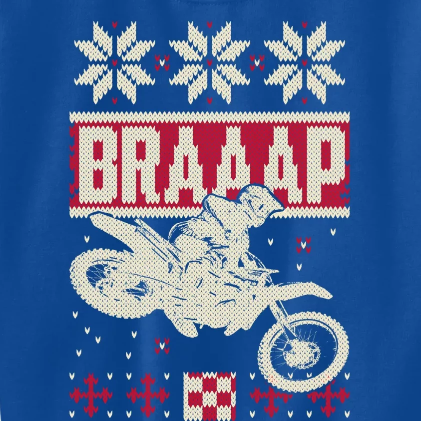 Braaap Ugly Christmas Funny Motocross Dirt Bike Gift Kids Sweatshirt