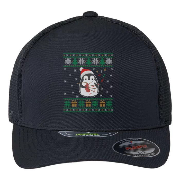 Bagpipes Ugly Christmas Sweater Penguin Xmas Family Matching Great Gift Flexfit Unipanel Trucker Cap